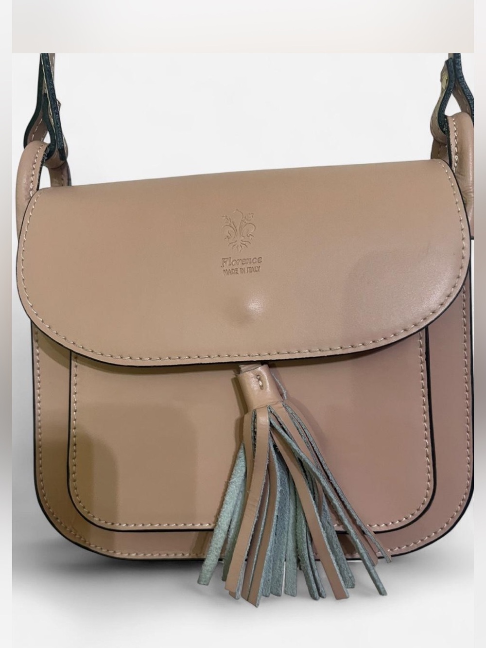 Florence Leather Crossbody Bag Beige Light Tan Color Mint Condition